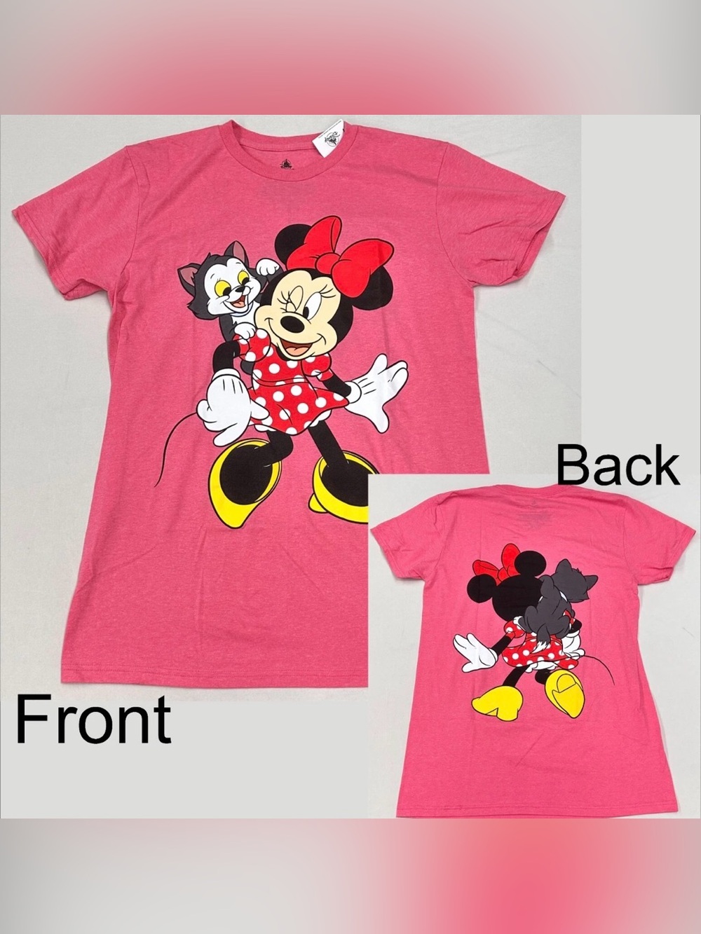 Disney Parks Minnie Mouse & Figaro Cat Coral Pink Graphic T-Shirt Adult XXL